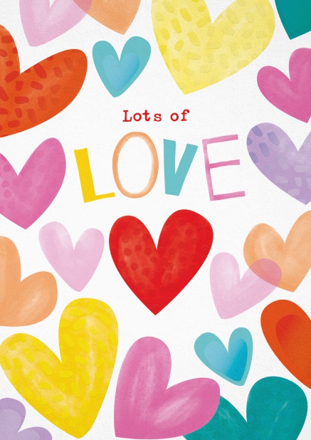 Love card with coloful hearts