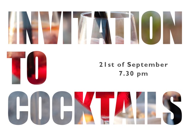 Cocktails mit Foto - Cocktails Online Einladungskarte mit ausgeschnittenem Invitation to Cocktails Text