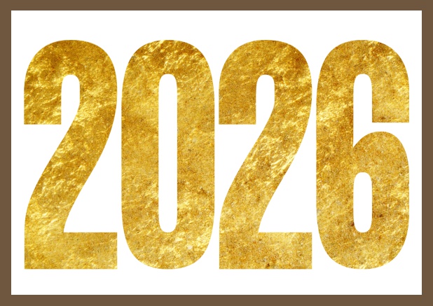 Online Neujahrskarte mit ausgeschnittener 2026 Gold.