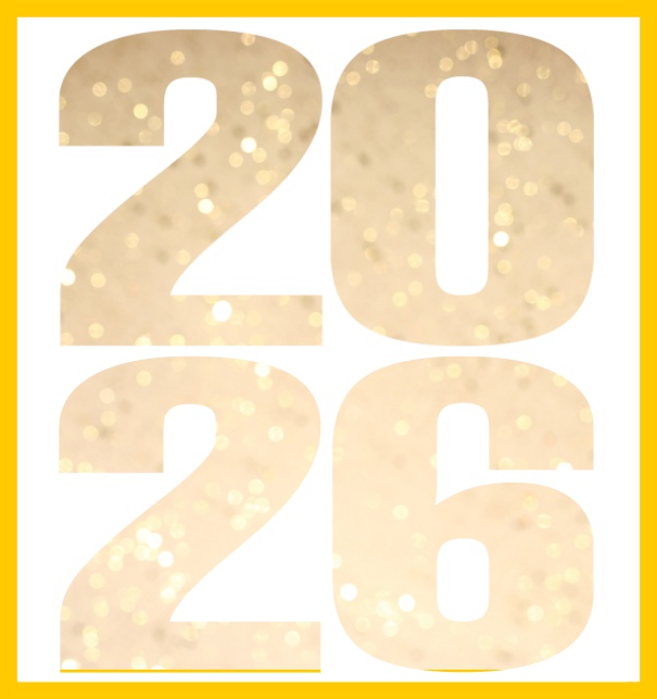 Large Online Invitation card with cut out 2026 Yellow.