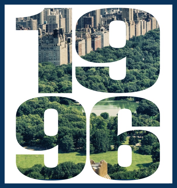 Online Einladungskarte mit ausgeschnittener 1996 für eigenes Foto Marine.