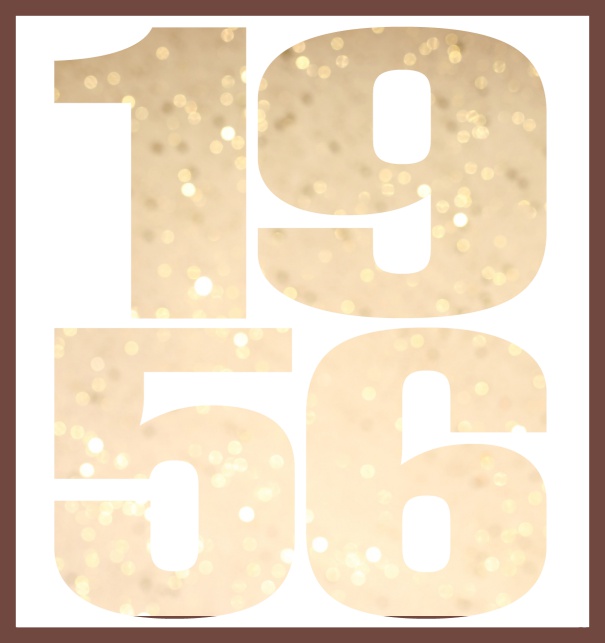 Oniine invitation card with cut out 1956 for own photo Gold.