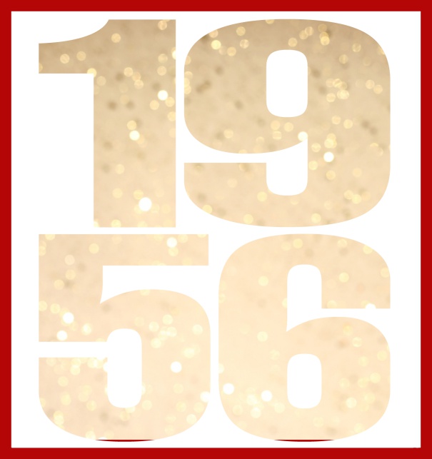 Oniine invitation card with cut out 1956 for own photo Red.