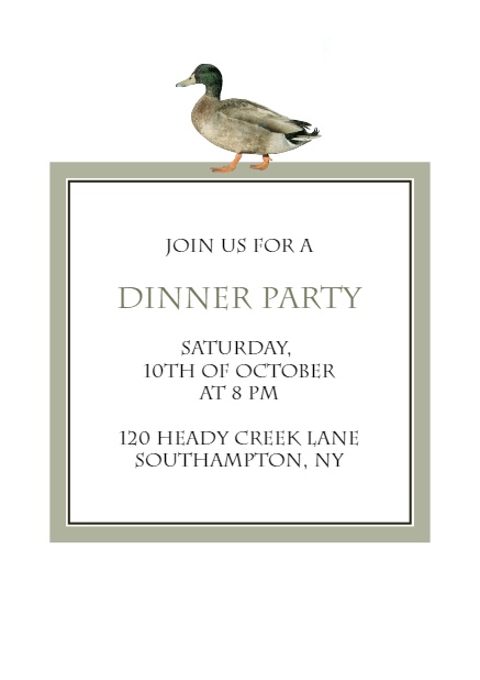Online Invitation card with an illustrated Mallard Duck