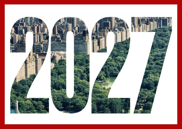 Online Einladungskarte mit ausgeschnittener 2027 Rot.