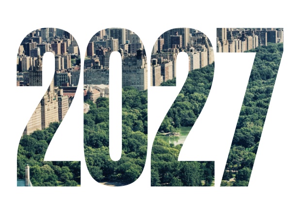 Online Einladungskarte mit ausgeschnittener 2027 Weiss.