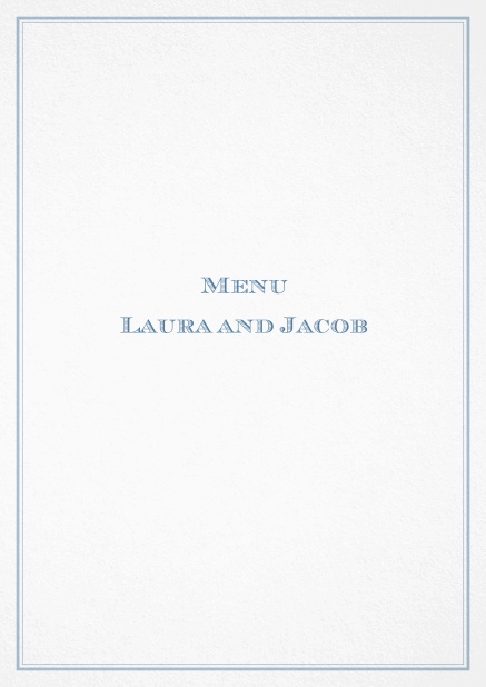 Menu card Avignon with classic double outerlines. Blue.