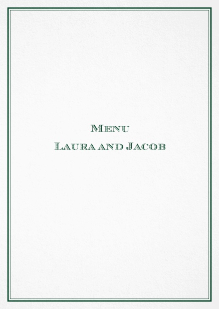 Menu card Avignon with classic double outerlines. Green.