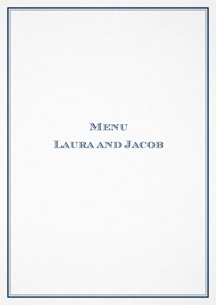 Menu card Avignon with classic double outerlines. Navy.