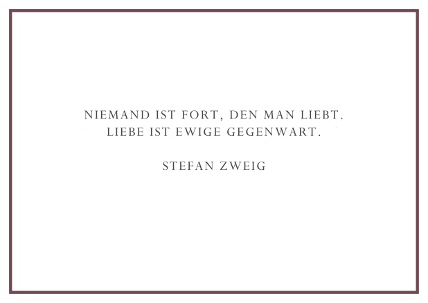 Online Todesanzeige mit gestaltetem Trauerspruch und schlichtem schwarzem Rand. Rosa.