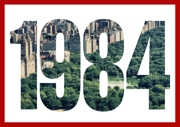 GRÜNDUNGSJAHR 1984 QUER - Rot - 40. Geburtstag Online Einladungskarte mit ausgeschnittener 1984 für eigenes Image oder Foto Rot.