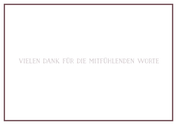 Online Trauerkarte mit gestaltetem Trauerspruch und schlichtem schwarzem Rand in Querformat. Rosa.
