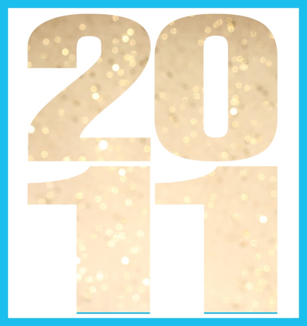 Online Invitation card in large format with cut out 2011 for an own photo or image. Blue.