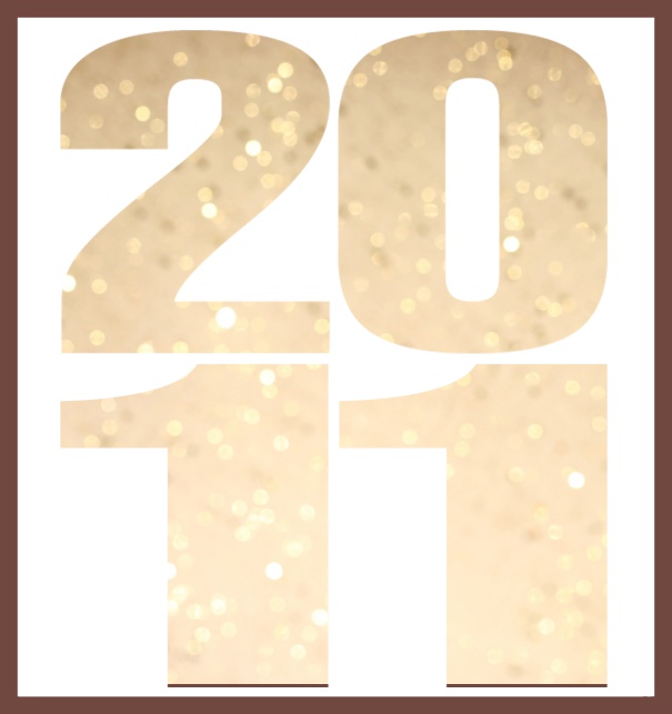 Online Invitation card in large format with cut out 2011 for an own photo or image. Gold.