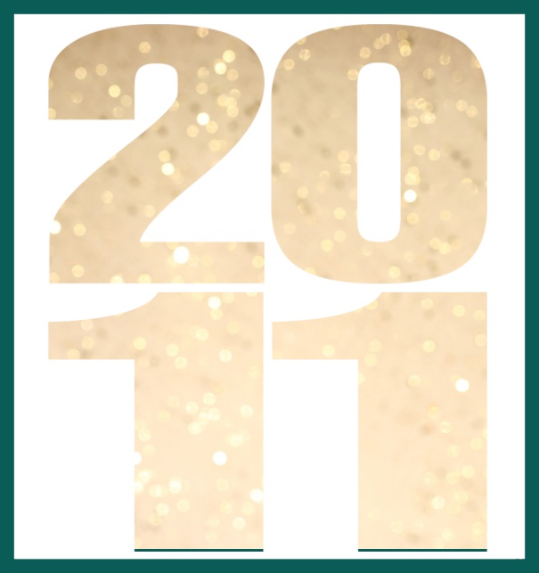 Online Invitation card in large format with cut out 2011 for an own photo or image. Green.