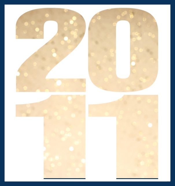 Online Invitation card in large format with cut out 2011 for an own photo or image. Navy.
