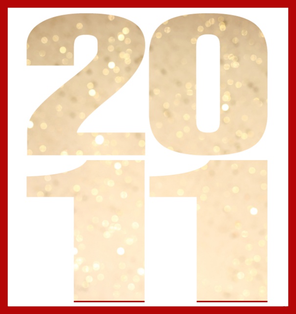 Online Invitation card in large format with cut out 2011 for an own photo or image. Red.