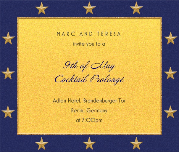 Yellow EU themed Invitation Design with EU star border.