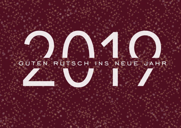 Frohes Neues Jahr online wünschen mit dunkler Online Grusskarte mit heller 2019 und Frohes Neues Jahr Text. Rot.