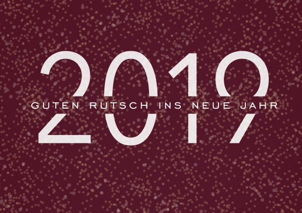 Frohes Neues Jahr wünschen mit dunkler Online Grusskarte mit heller 2019 und Frohes Neues Jahr Text. Rot.