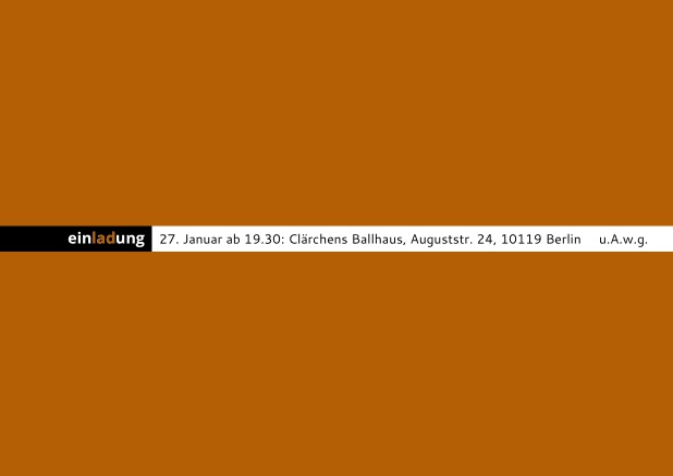 minimalistisch gestaltete Einladungskarte mit einladung text Orange.