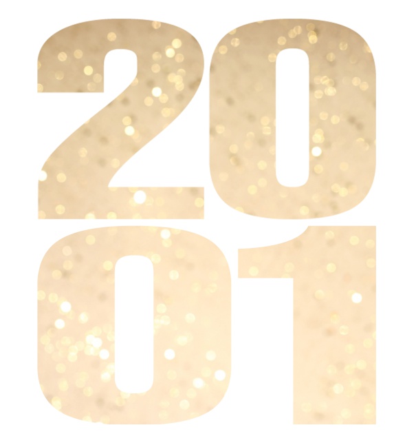 Online Invitation card in large format with cut out 2001 for an own photo or image. White.