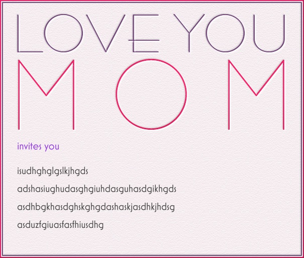 Online Pink Mother's Day Card with LOVE YOU MOM Header.