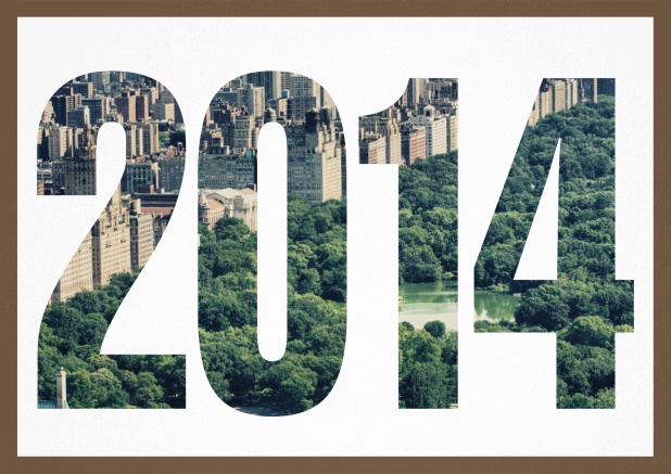 GRÜNDUNGSJAHR 2014 QUER - Gold - 10. Jubiläum Einladungskarte mit ausgeschnittener 2014 für eigenes Image oder Foto Gold.