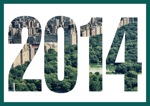 GRÜNDUNGSJAHR 2014 QUER - Grün - 10. Jubiläum Online Einladungskarte mit ausgeschnittener 2014 für eigenes Image oder Foto Grün.