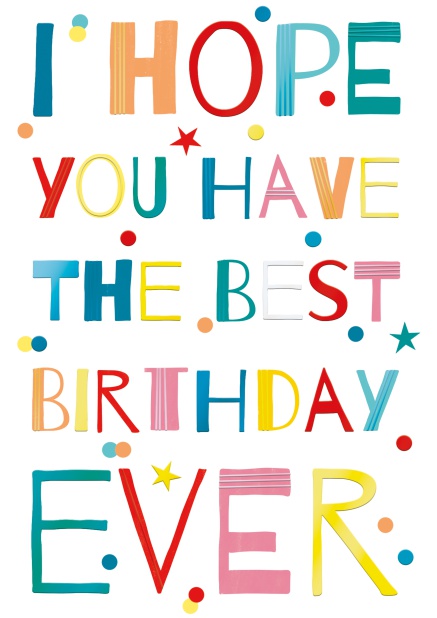 Online White Birthday Card with Best Birthday Ever