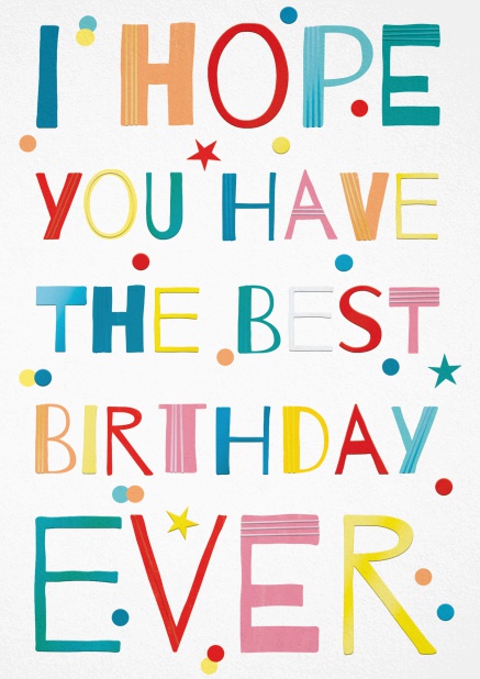 Best Birthday Ever - Birthday Greetings corporate White Birthday Card with Best Birthday Ever