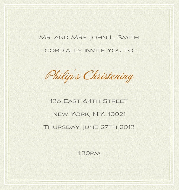 Paper color Invitation Template for Christening and Confirmation with integrated border.