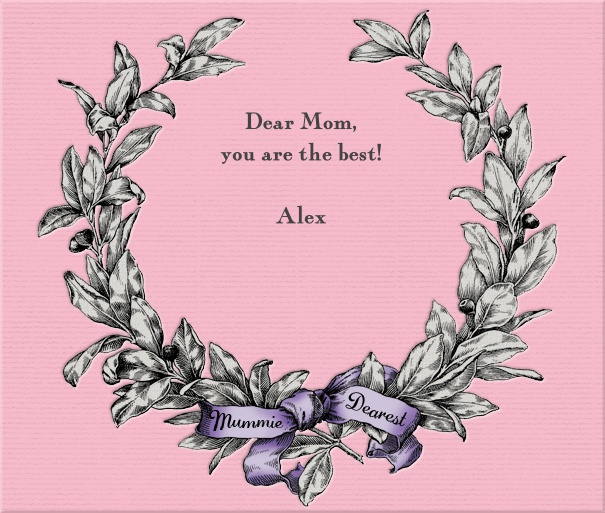 Online Pink Mother's Day Card with Wreath.