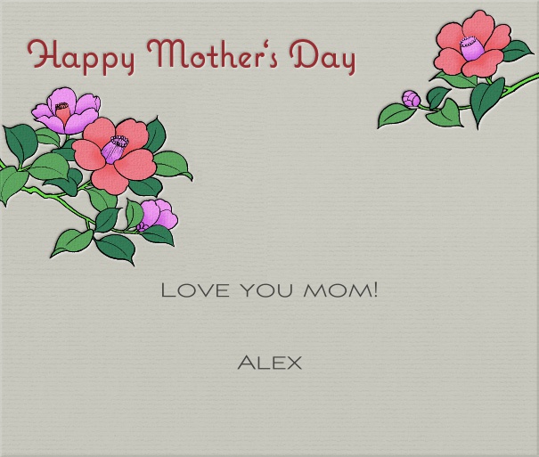 Online Hellgraue Muttertagskarte mit Blumen und editierbarem Text.