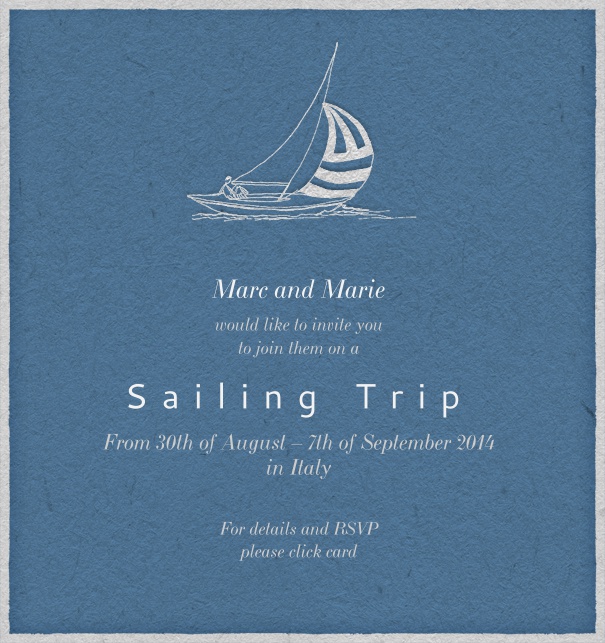 Blue Sailing Themed Invitation with sailboat.
