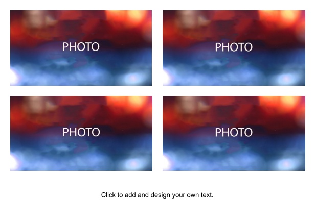 Online Photo card in landscape format with 4 framed photo fields for uploading your own photos including a text field.