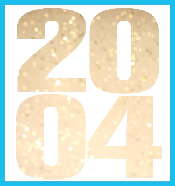 Online Invitation card with cut out 2004 for own image Blue.