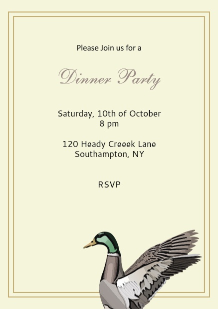 Online Invitation card with flying Mallard Beige.
