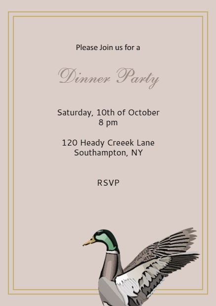 Online Invitation card with flying Mallard Brown.