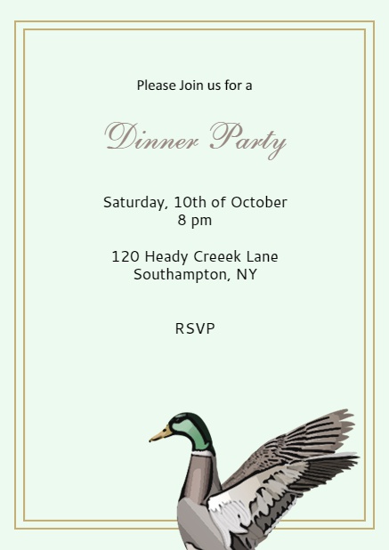 Online Invitation card with flying Mallard Green.