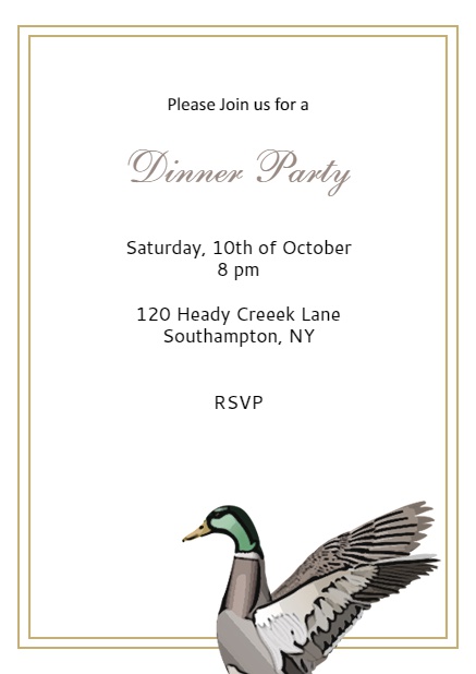 Online Invitation card with flying Mallard