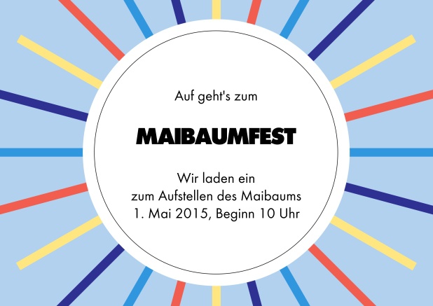 Online Bunte Einladungskarte zum Maibaumfest.