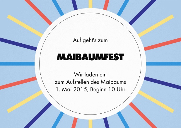 Bunte Einladungskarte zum Maibaumfest.