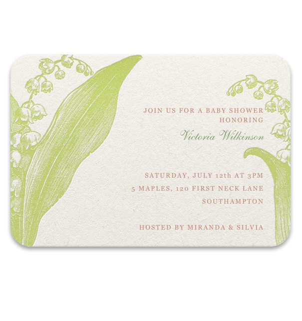 Green spring themed Online Invitation with leaves and floral motif.
