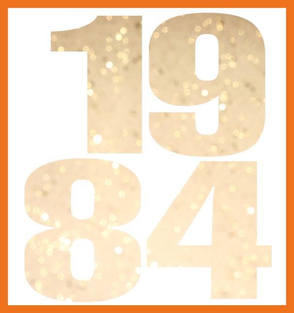 1984 cut out large - Orange - 40th Birthday Online Invitation card with cut out 1984 for own image Orange.