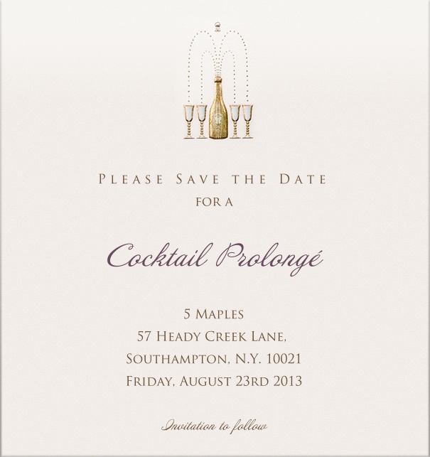 Save the Date Card for cocktail parties for corporate or personal use.