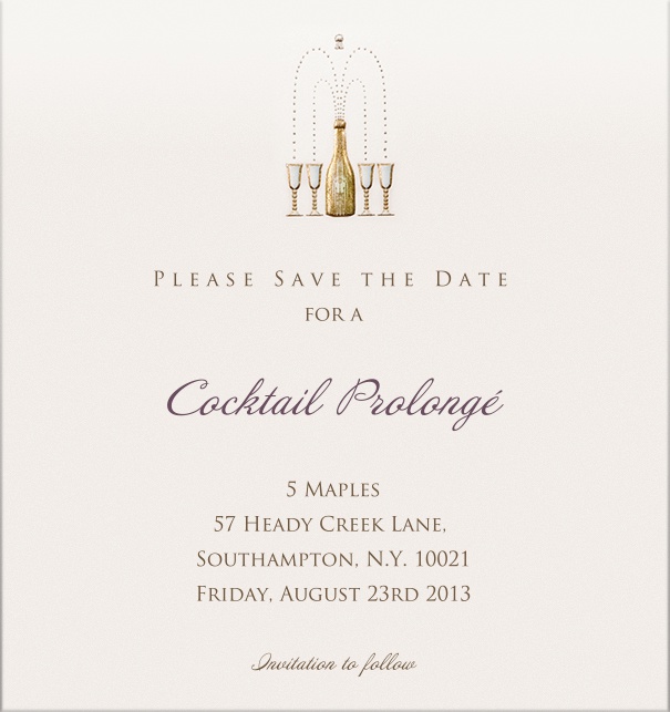 Online Save the Date Karte für Cocktailparties oder ähnliche Veranstaltungen.