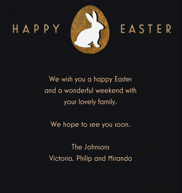 Bunny & Egg - Easter High Black Easter Themed Card with Easter Bunny and Egg.