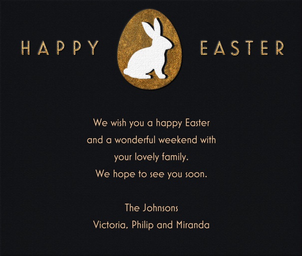 Bunny & Egg - Easter Black Easter Themed Card with Easter Bunny and Egg.