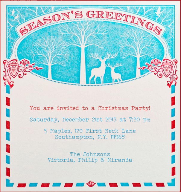 Holiday Season Invitation customizable with text and christmas themed border.